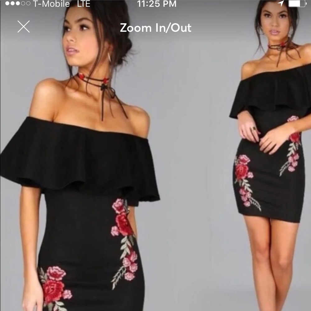 Black off the shoulder mini dress